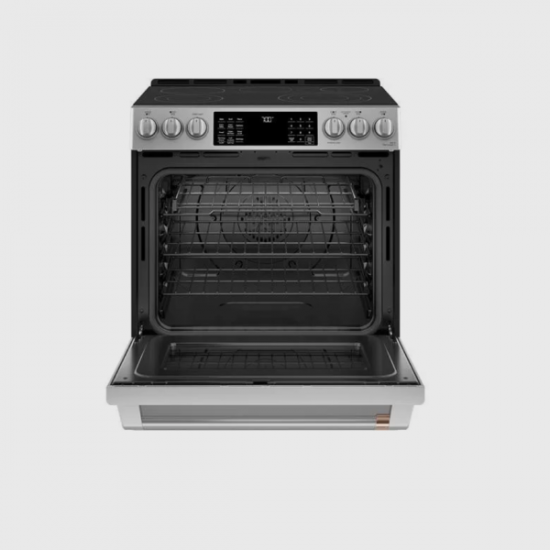 Café™ 30" Smart Slide-In, Front-Control, Radiant and Convection Range with Warming Drawer, Air Fry